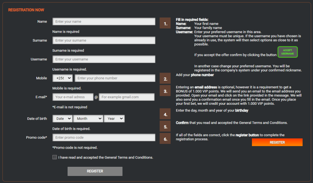 Fortebet registration process