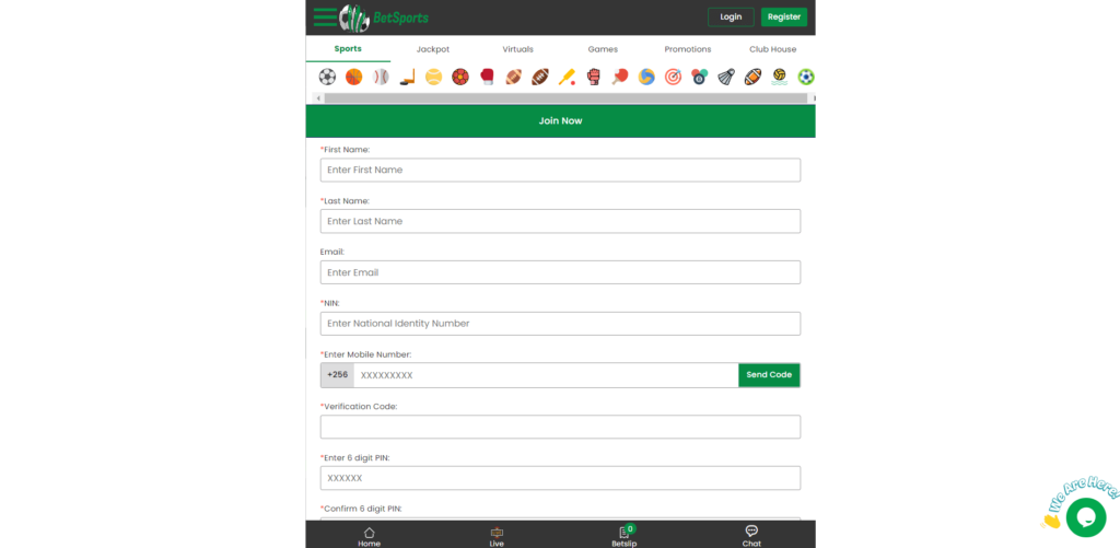 Betsports Register