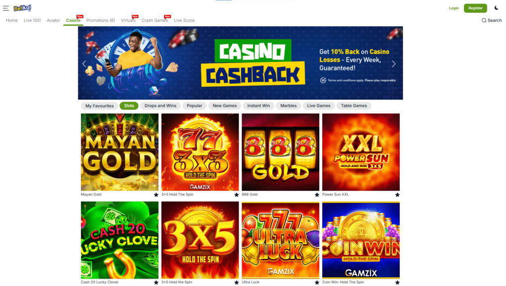 Overview of the Slot Games Available in Betika Uganda