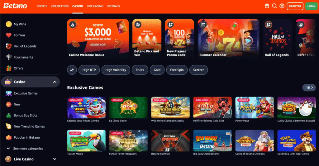 Casino games — depending on local regulations